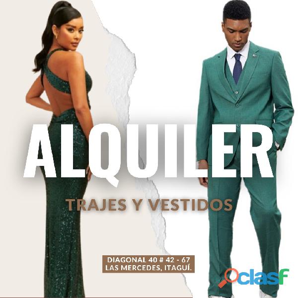 Trajes y vestidos en alquiler para dama y caballero.