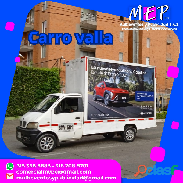 Alquiler de vehiculos de publicidad y servicios para eventos