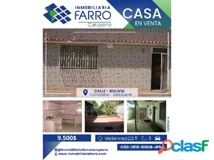 CASA EN CALLE BOLIVIA / VE10-010CB-JFRAN