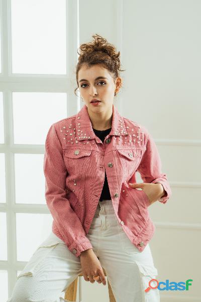 CHAQUETA JEAN ROSADA