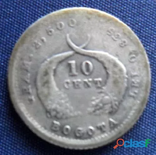 Colombia Moneda 10 Centavos Plata 1883 Bogota