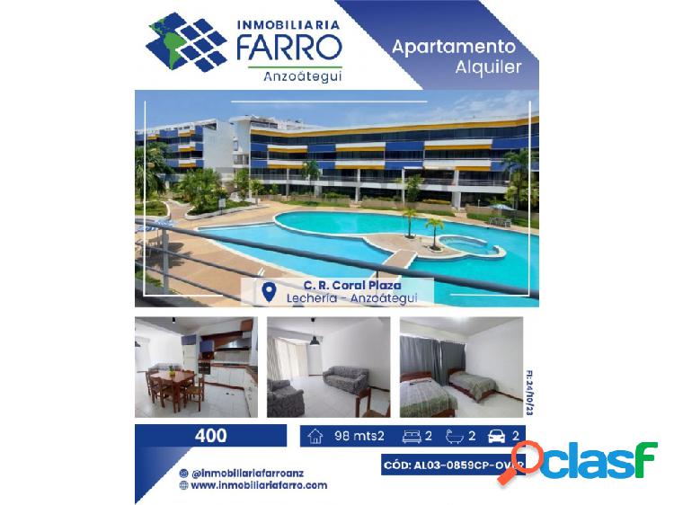 EN ALQUILER APARTAMENTO EN CORAL PLAZA AL03-0859CP-OVER