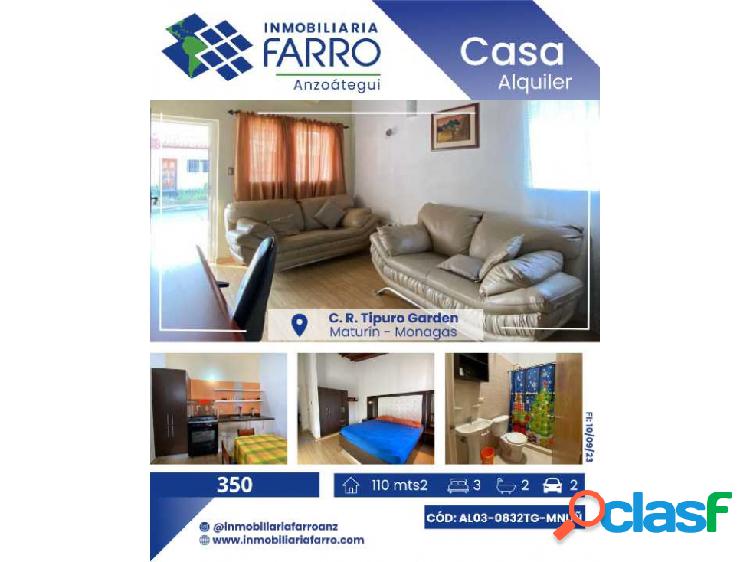 EN ALQUILER CASA UBICADA EN TIPURO GARDEN AL03-0832TG-MNUÑ