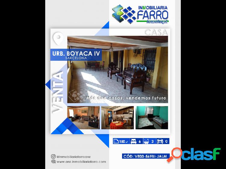 EN VENTA CASA EN URB BOYACA IV. BARCELONA. VE03-569BI-JALM