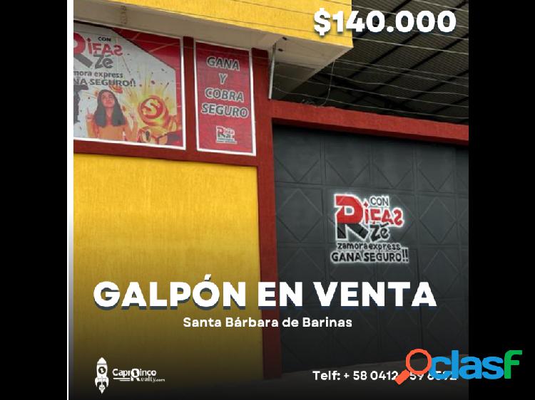 EN VENTA GALPON COMERCIAL SANTA BARBARA DE BARINAS