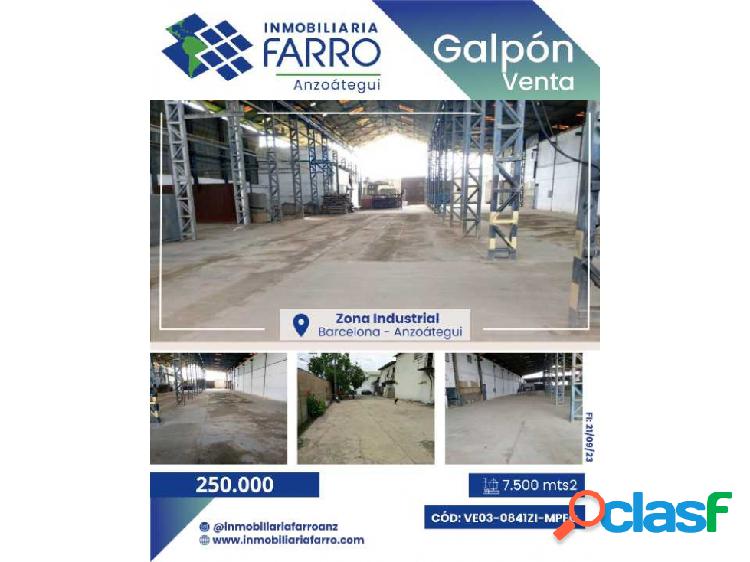 EN VENTA GALPON UBICADO EN ZONA INDUSTRIAL BARCELONA