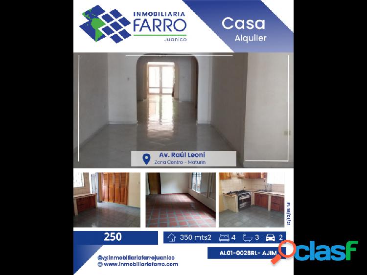 SE ALQUILA CASA EN AV RAUL LEONI AL01-0028RL- AJ