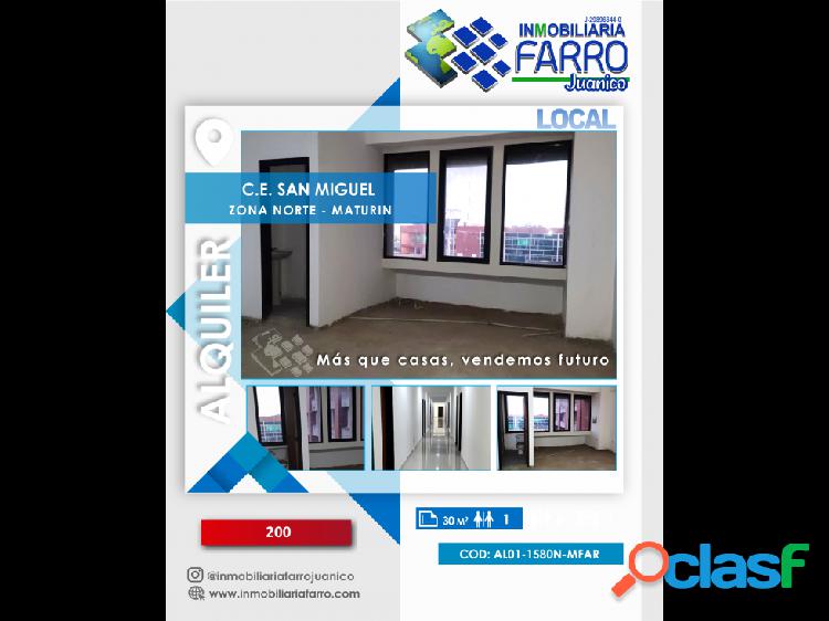 SE ALQUILA LOCAL C.E SAN MIGUEL MATURIN AL01-1580ZN-MFAR