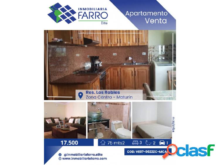 SE VENDE APARTAMENTO EN RES. LOS ROBLES AV ORINOCO