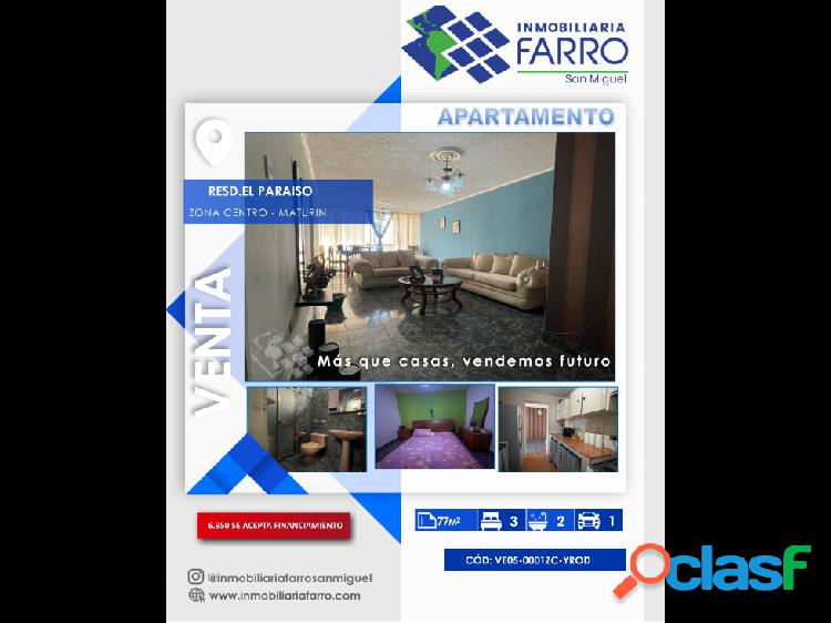 SE VENDE APARTAMENTO EN RESD.EL PARAISO AV.LIBERTADOR