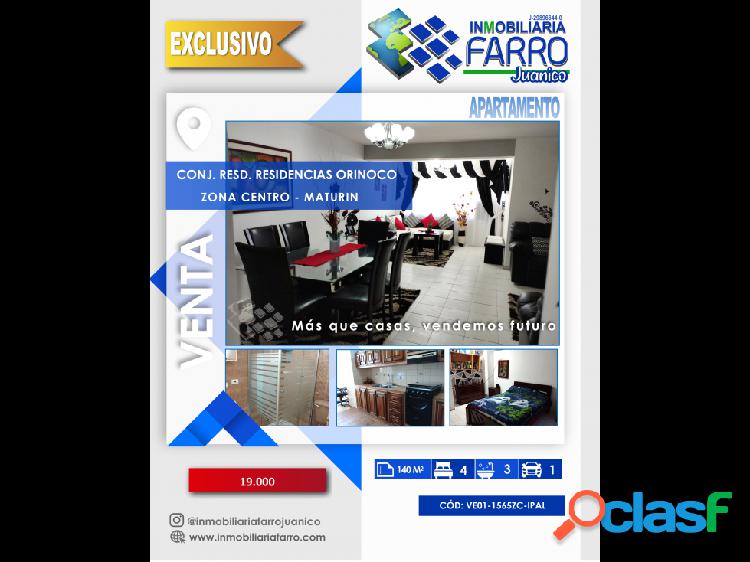 SE VENDE APARTAMENTO RESD ORINOCO MATURIN VE01-1565ZC-IPAL