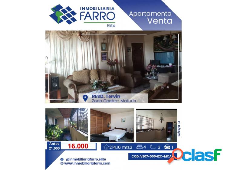 SE VENDE APARTAMENTO RESD.TERVIN CALLE PIAR VE07-0004ZC-MCAR