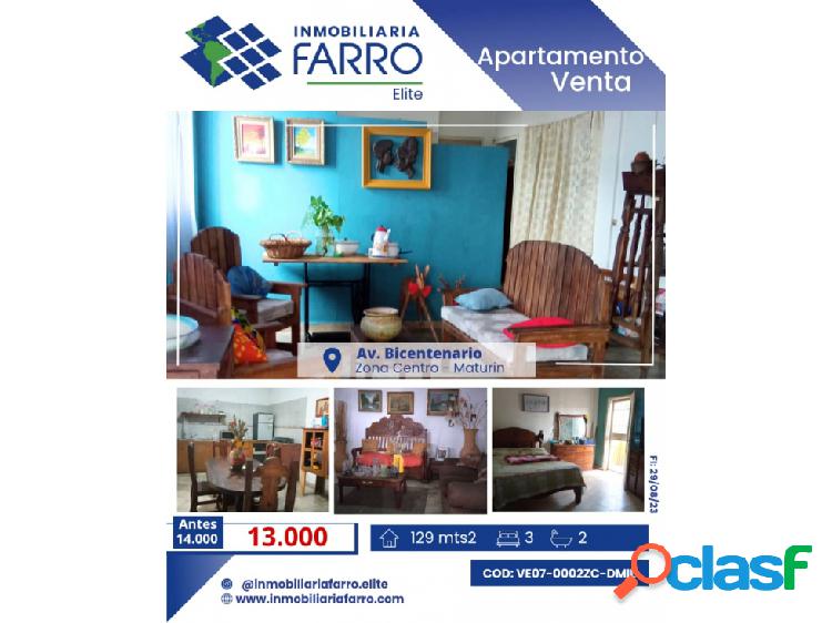 SE VENDE APARTAMENTO ZONA CENTRO, AV BICENTENARIO