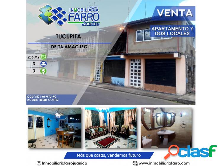 SE VENDE APTARMENTO Y LOCALES EN TUCUPITA VE01-0199TU-RC