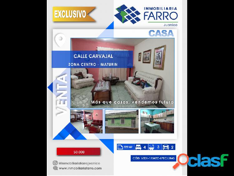 SE VENDE CASA CALLE CARVAJAL VE01-1754ZC-LPEC/JBAS