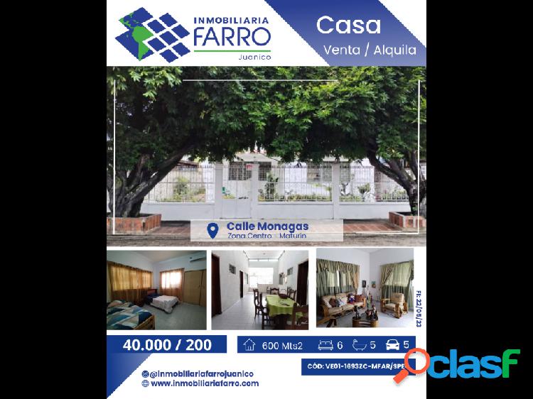 SE VENDE CASA CALLE MONAGAS CENTRO VE01-1693ZC-MFAR/SPEC