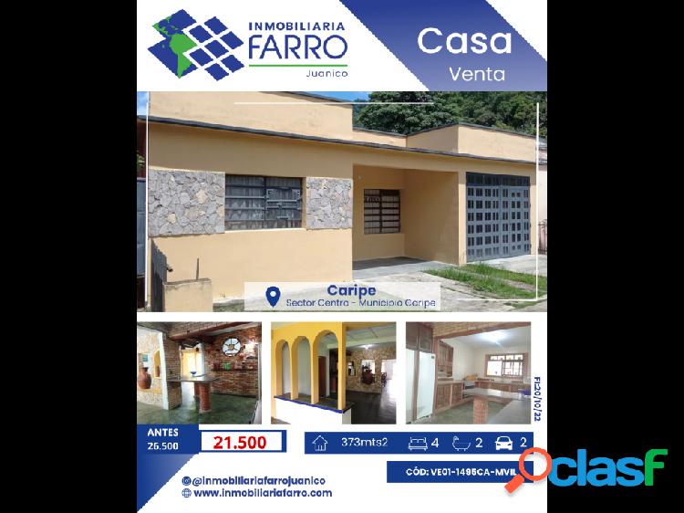 SE VENDE CASA CENTRO DE CARIPE VE01-1495CA-MVIL