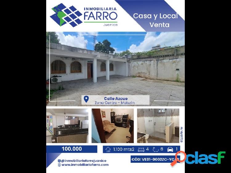 SE VENDE CASA CON LOCAL CALLE AZCUE VE01-0002ZC-YCAR