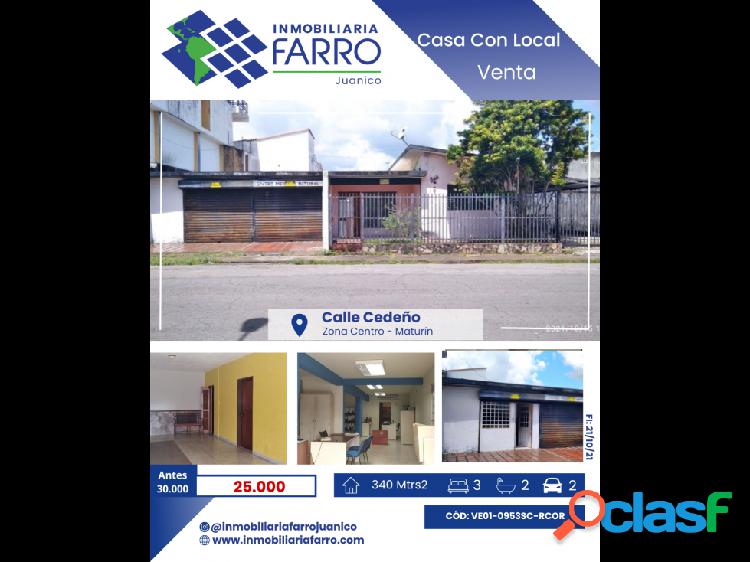 SE VENDE CASA CON LOCALES EN CALLE CEDEÑO VE01-0953SC-RC