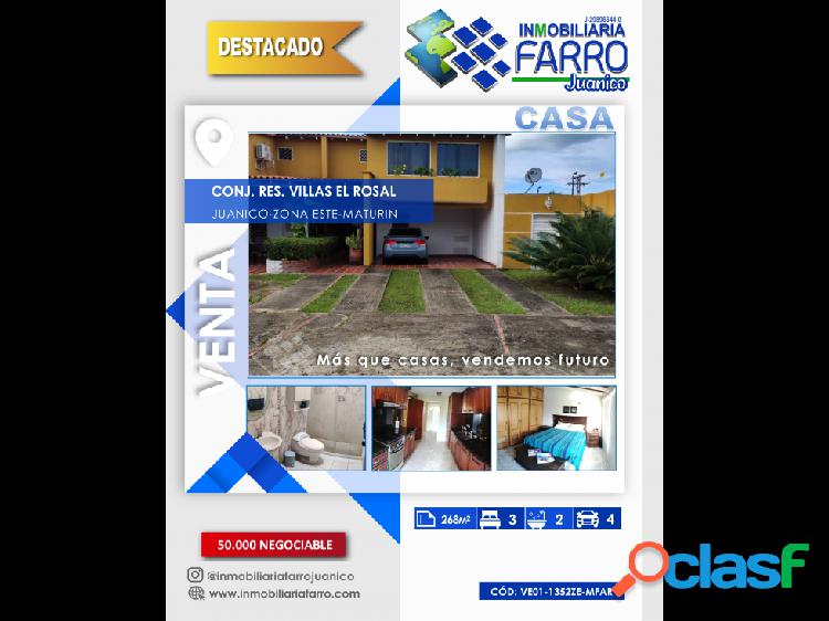 SE VENDE CASA CONJ. RES. VILLAS EL ROSAL JUANICO