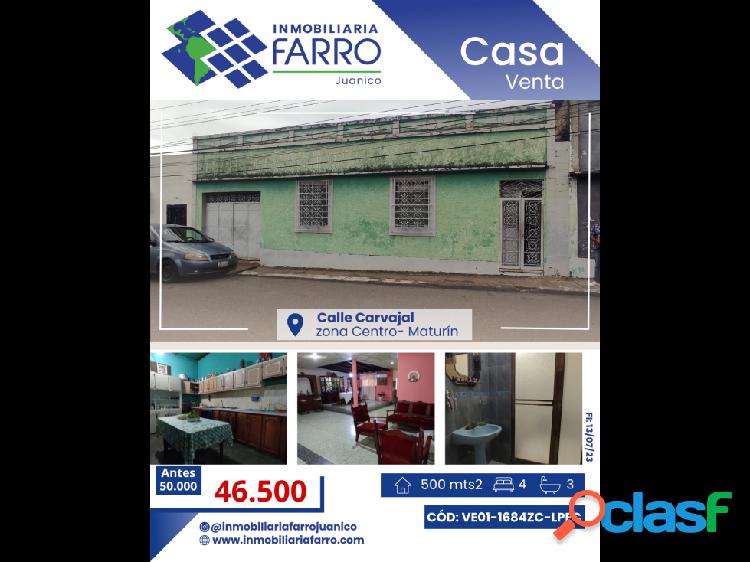 SE VENDE CASA EN CALLE CARVAJAL CENTRO MATURIN