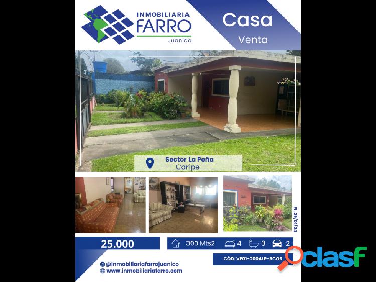 SE VENDE CASA EN EL SECTOR LA PEÑA - CARIPE