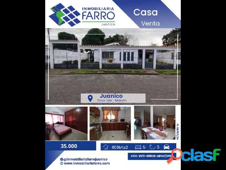 SE VENDE CASA EN JUANICO ESTE VE01-0116ZE-MFAR/SPEC