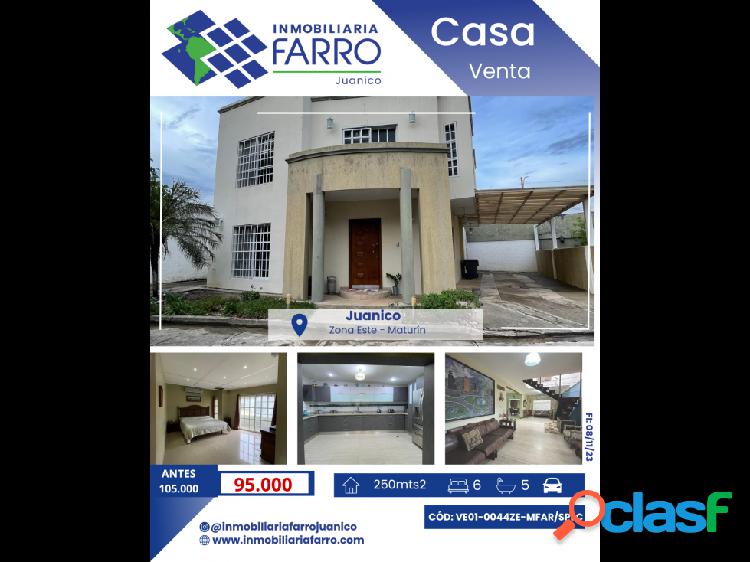 SE VENDE CASA EN JUANICO ZONA ESTE VE01-0044ZE-MFAR/SPEC