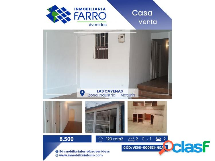 SE VENDE CASA EN LAS CAYENAS, MATURIN VE06-0005ZI-NSAN