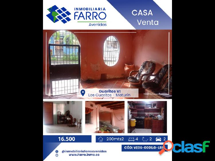 SE VENDE CASA EN LOS GUARITOS VI, MATURIN VE06-0001LG-LRIV