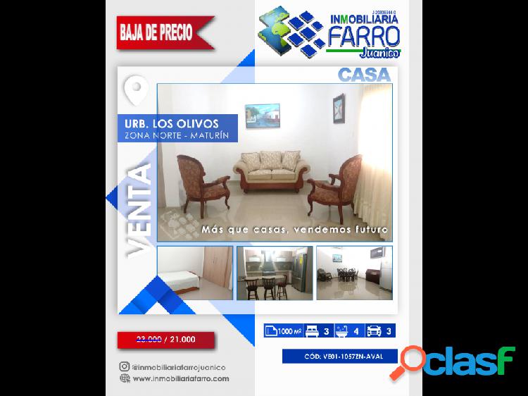 SE VENDE CASA EN LOS OLIVOS VE01-1057ZN-AVAL