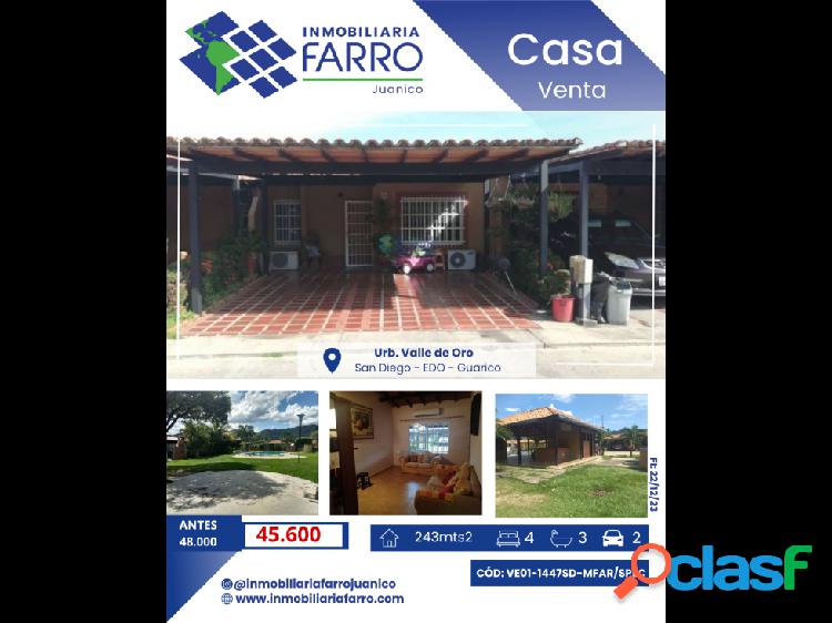 SE VENDE CASA EN SAN DIEGO GUARICO VE01-1447SD-MFAR