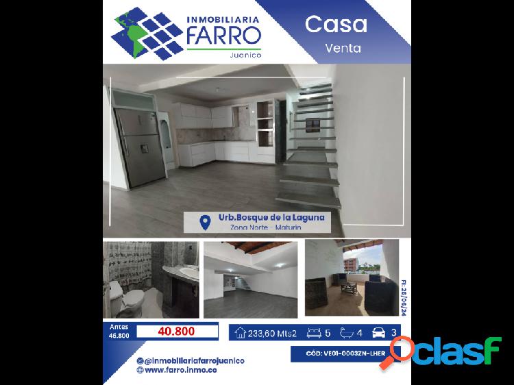 SE VENDE CASA EN URB.BOSQUE DE LA LAGUNA VE01-0003ZN-LHER