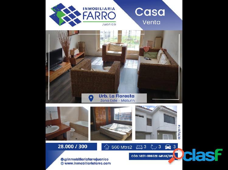 SE VENDE CASA EN URB.LA FLORESTA ZONA ESTE