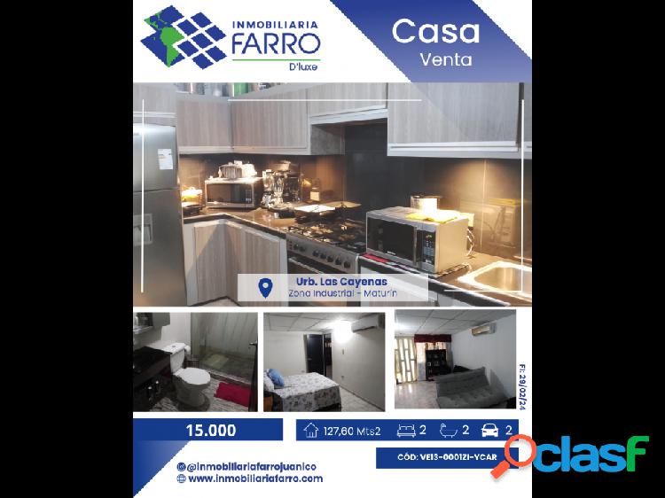 SE VENDE CASA EN URB.LAS CAYENAS VE14-0001ZI-YCAR