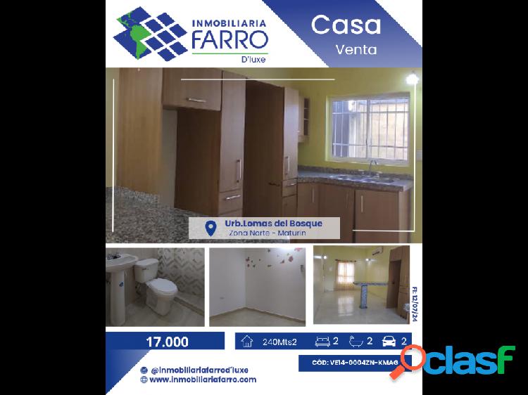 SE VENDE CASA EN URB.LOMAS DEL BOSQUE VE14-0002ZN-KMAG