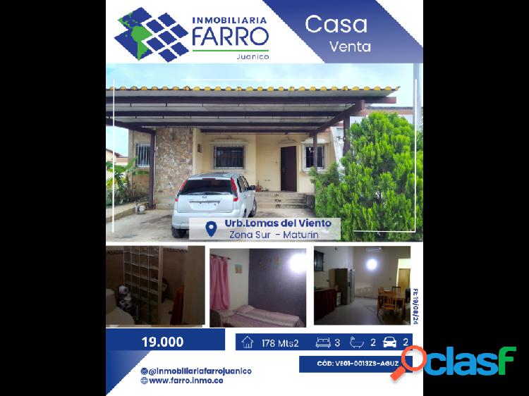 SE VENDE CASA EN URB.LOMAS DEL VIENTO VE01-0013ZS-AGUZ