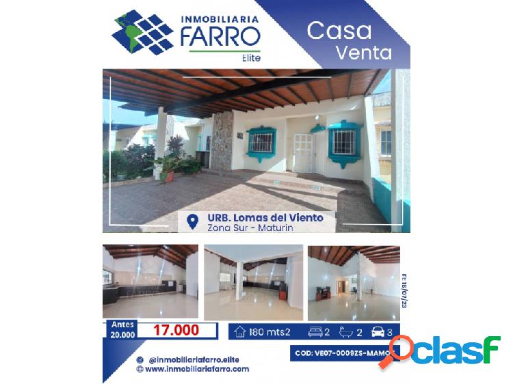 SE VENDE CASA EN URB.LOMAS DEL VIENTO ZONA SUR