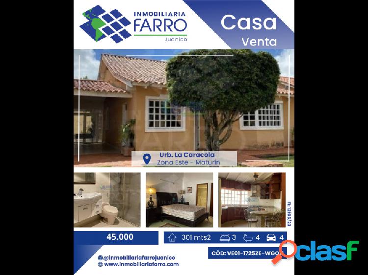 SE VENDE CASA URB LA CARACOLA VE01-1725ZE.WGON