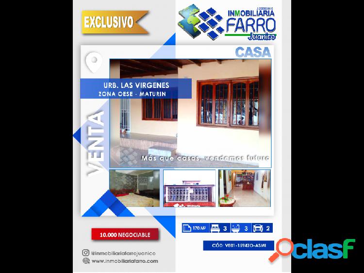 SE VENDE CASA URB LAS VIRGENES MATURIN VE01-1594ZO-ASMI