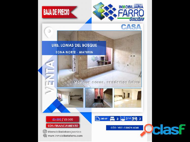 SE VENDE CASA URB LOMAS DEL BOSQUE CAMORUCO VE01-1584ZN-ASMI