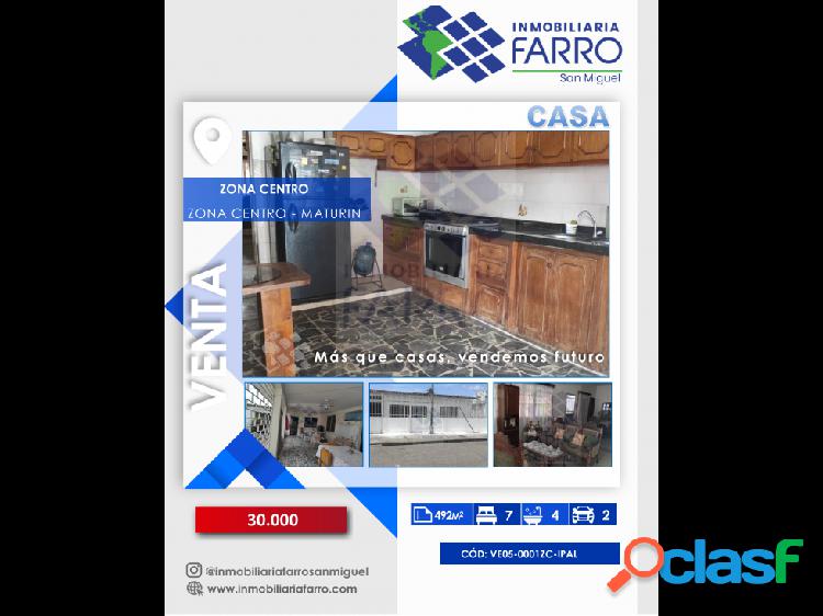 SE VENDE CASA ZONA CENTRO VE05-0001ZC-IPAL