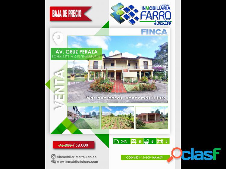 SE VENDE FINCA AV CRUZ PERAZA MATURIN VE01-1293CP-MAMOT