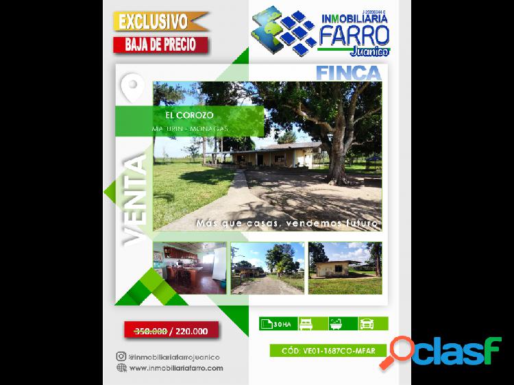 SE VENDE FINCA EN EL COROZO MATURIN VE01-1687CO-MFAR