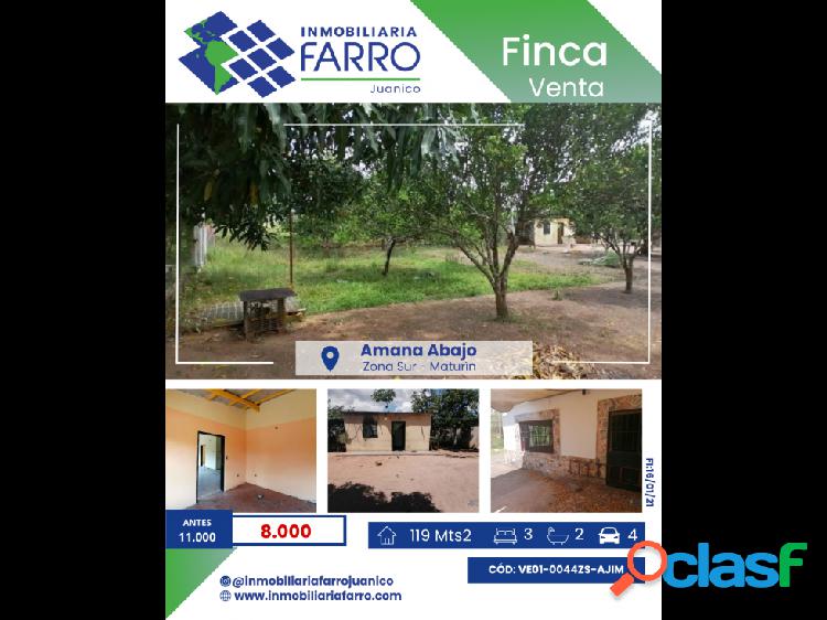 SE VENDE FINCA EN SECTOR AMANA ABAJO ZONA SUR MATURIN