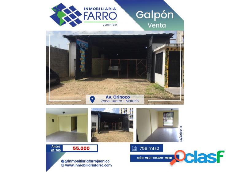 SE VENDE GALPON AV. ORINOCO DE MATURIN VE01-1357ZC-MHID