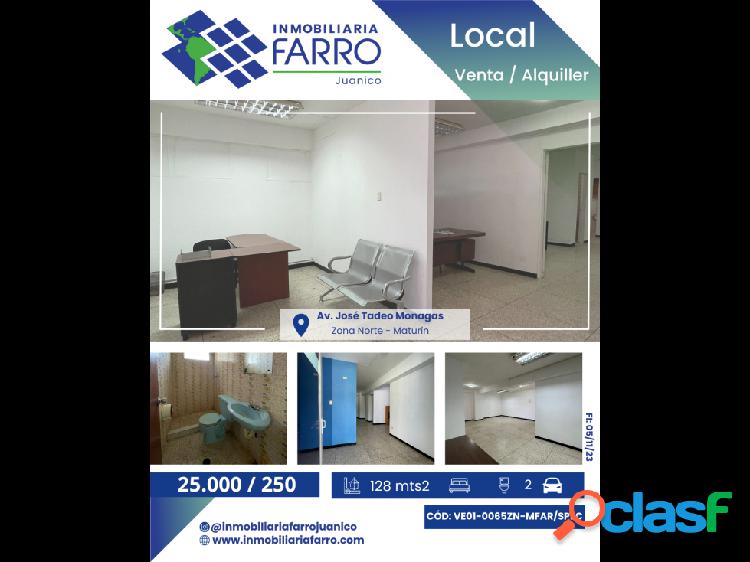 SE VENDE LOCAL EN AV.JOSE TADEO MONAGAS