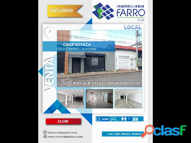 SE VENDE LOCAL EN CALLE BOYACA - MATURIN VE07-0005ZC-MAMOT