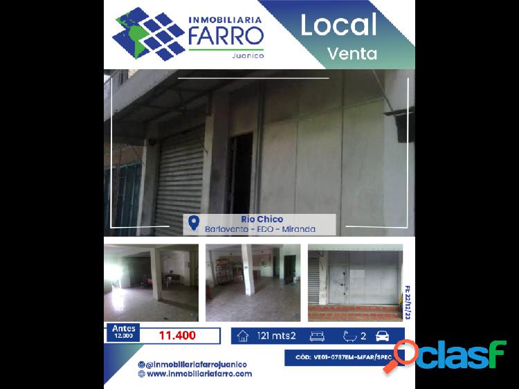 SE VENDE LOCAL RIO CHICO EST MIRANDA VE01-0787EM-MFAR