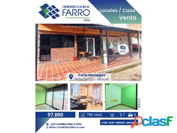 SE VENDE LOCALES Y CASA EN CALLE MONAGAS MATURIN